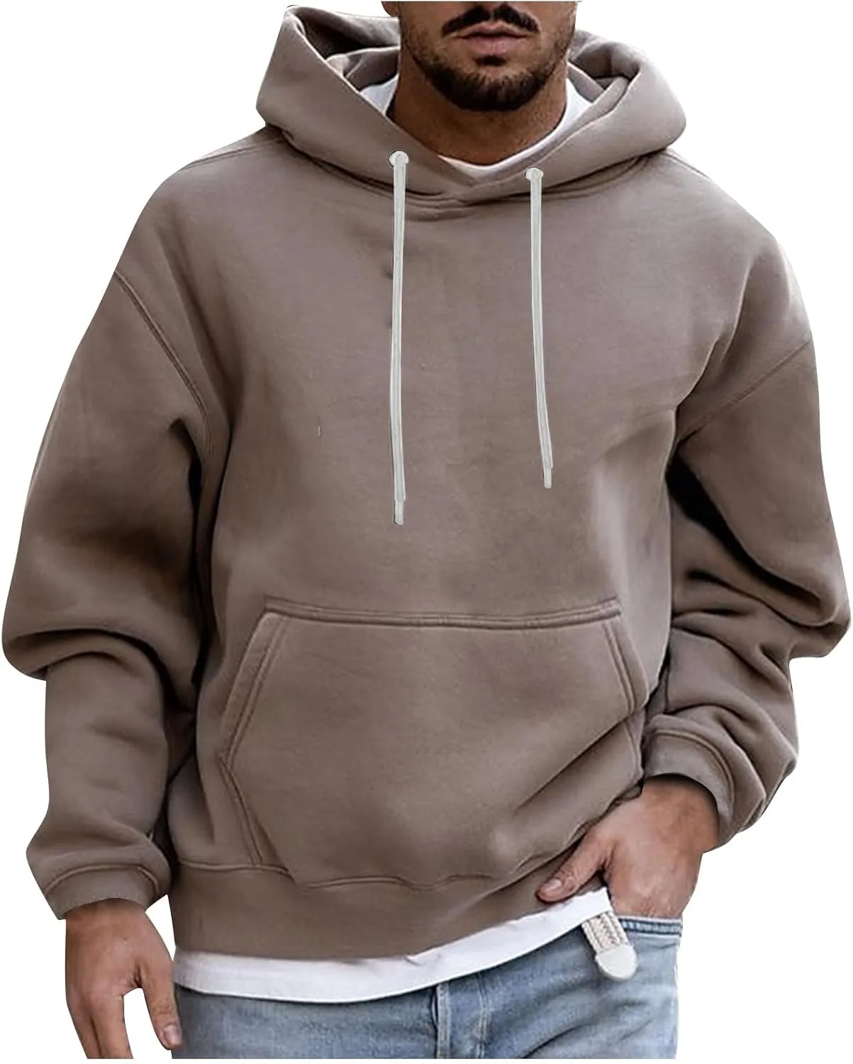Men'S Hoodies,Big And Tall Plain Hoodie Sweatshirts Fashion Hooded Pullover Casual Long Sleeve Fall Top M-4Xl