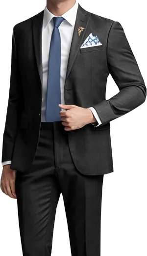 Mens Suits Slim Fit 2 Piece Wedding Prom Tuxedo Classic Blazer Jacket Pants Set
