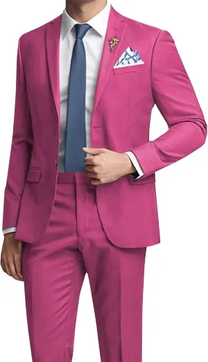 Mens Suits Slim Fit 2 Piece Wedding Prom Tuxedo Classic Blazer Jacket Pants Set