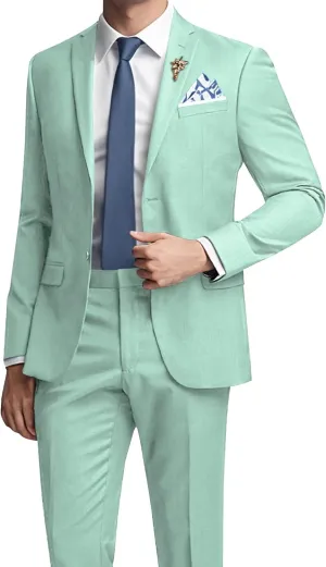 Mens Suits Slim Fit 2 Piece Wedding Prom Tuxedo Classic Blazer Jacket Pants Set