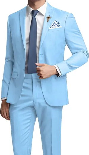 Mens Suits Slim Fit 2 Piece Wedding Prom Tuxedo Classic Blazer Jacket Pants Set