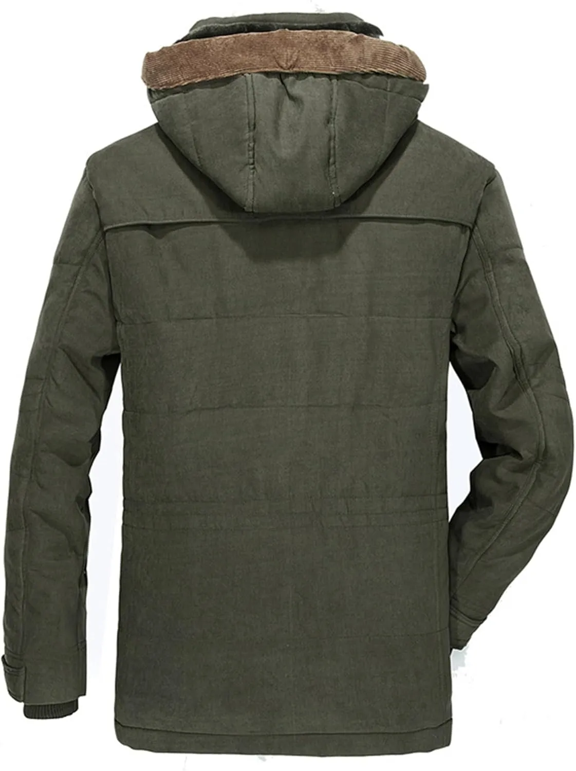 Men's Thicken Warm Winter Parka Fashion Fleece Thick Warmth Coat Windproof Sherpa Lined Hooded Windbreaker Coat