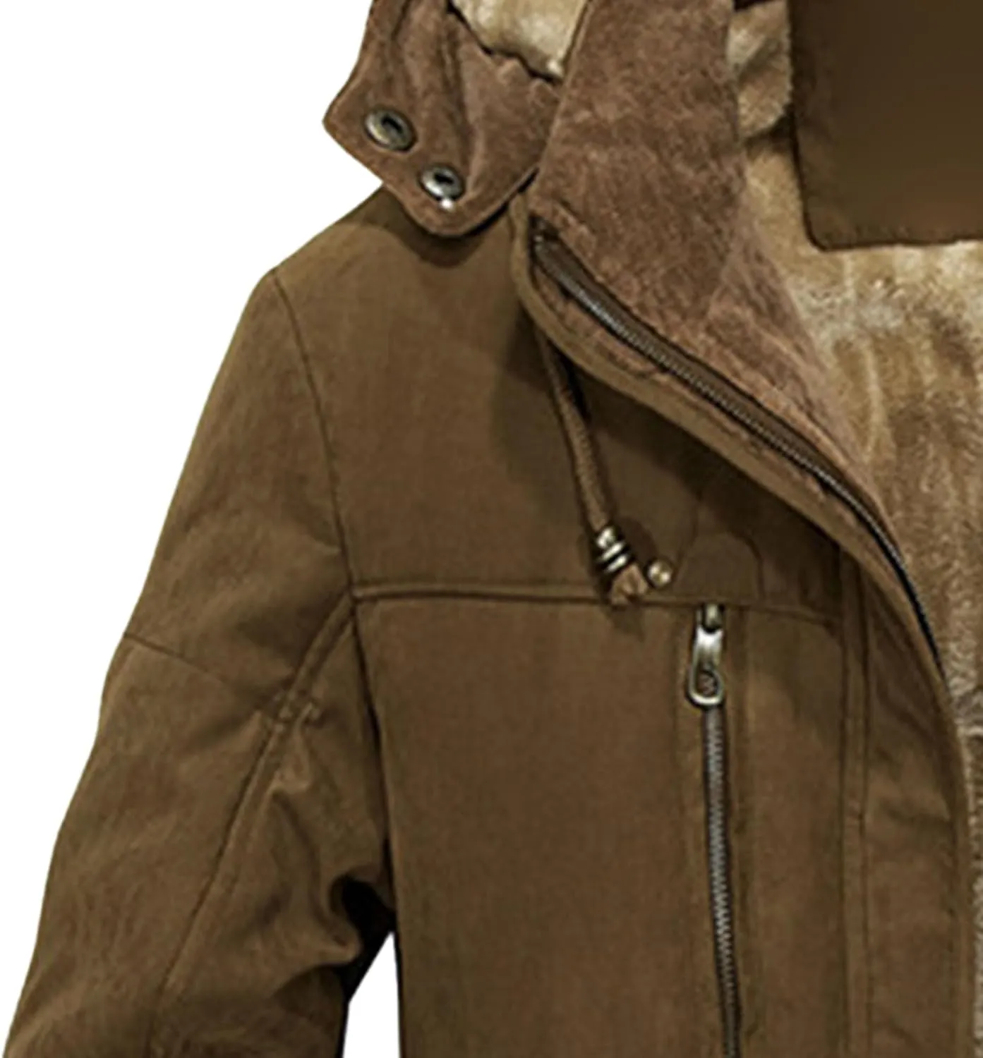 Men's Thicken Warm Winter Parka Fashion Fleece Thick Warmth Coat Windproof Sherpa Lined Hooded Windbreaker Coat