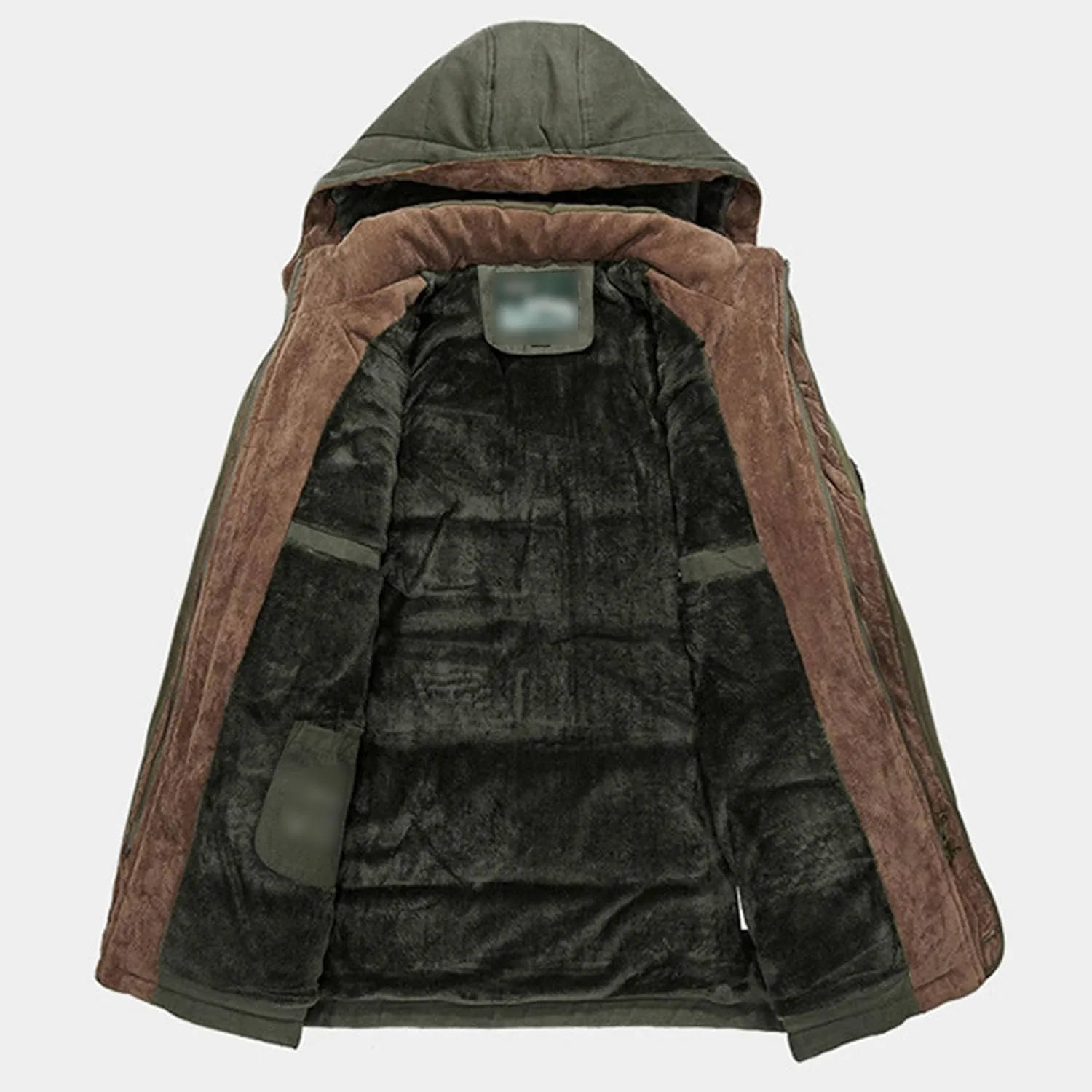 Men's Thicken Warm Winter Parka Fashion Fleece Thick Warmth Coat Windproof Sherpa Lined Hooded Windbreaker Coat