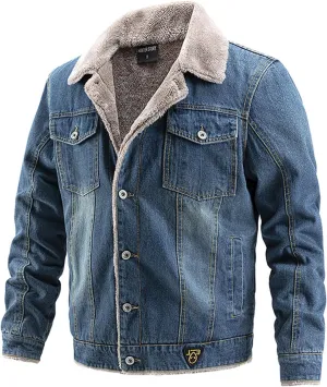 Mens Warm Winter Coats Fleece Lined Denim Trucker Jackets Sherpa Lined Corduroy Jackets for Thermal Warmth
