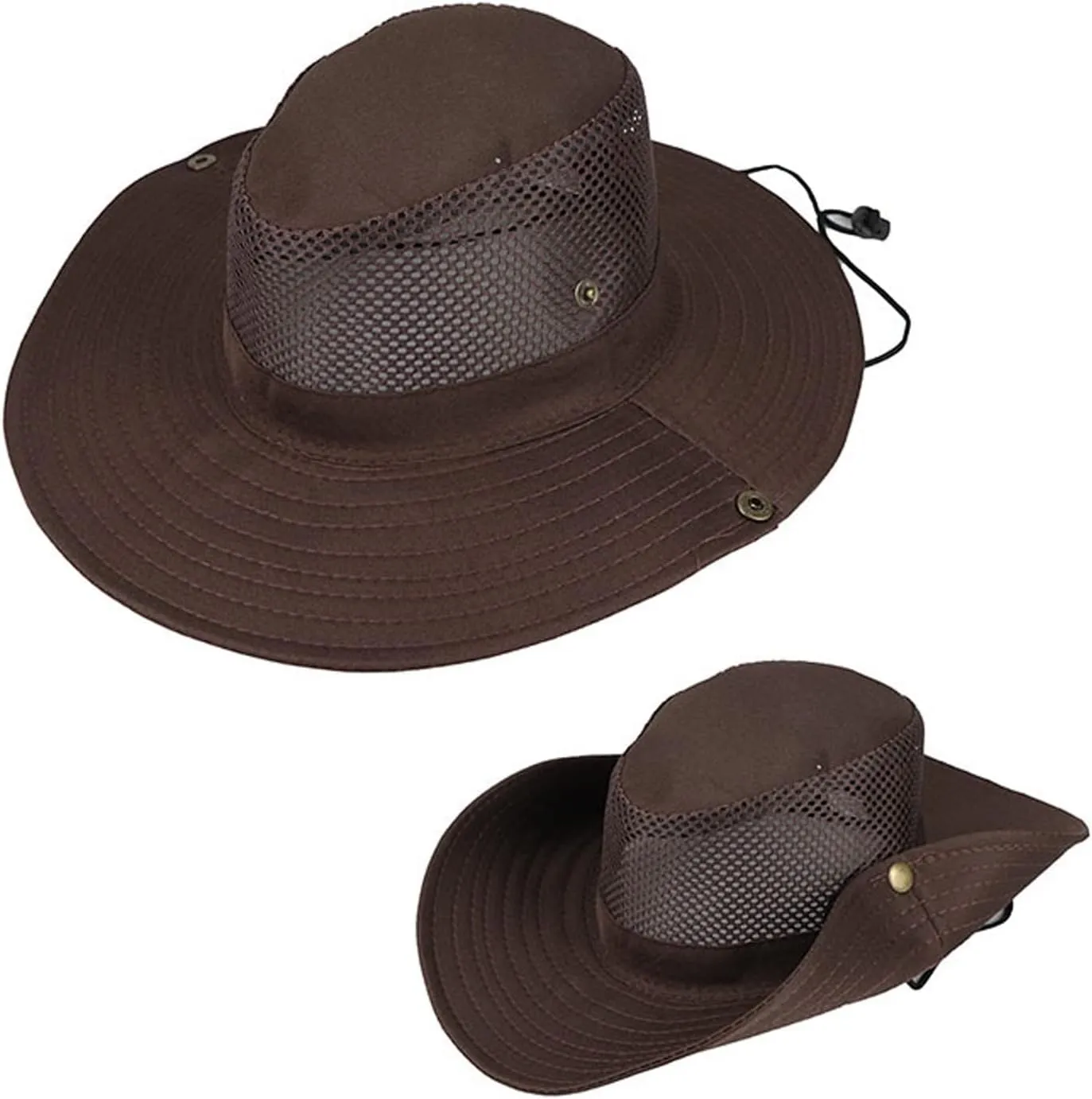 Mesh Solid Sun Wide Brim Hat Panama Fedora Hat Drawstring Foldable Lightweight Fishing Hat Classic Adjustable