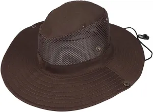 Mesh Solid Sun Wide Brim Hat Panama Fedora Hat Drawstring Foldable Lightweight Fishing Hat Classic Adjustable