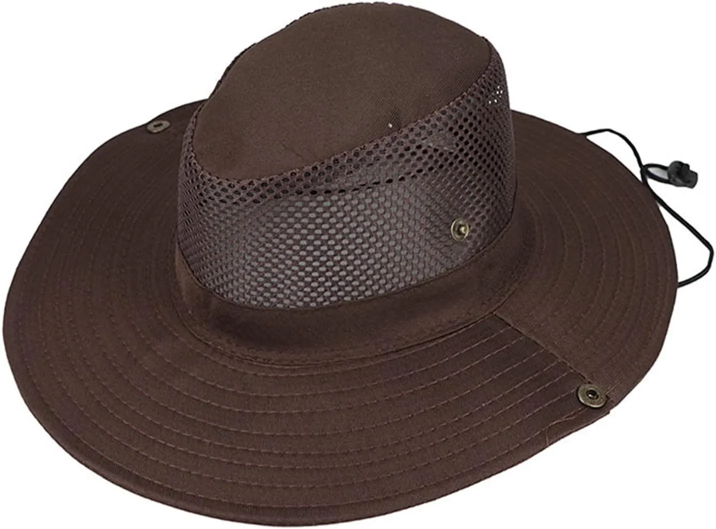 Mesh Solid Sun Wide Brim Hat Panama Fedora Hat Drawstring Foldable Lightweight Fishing Hat Classic Adjustable