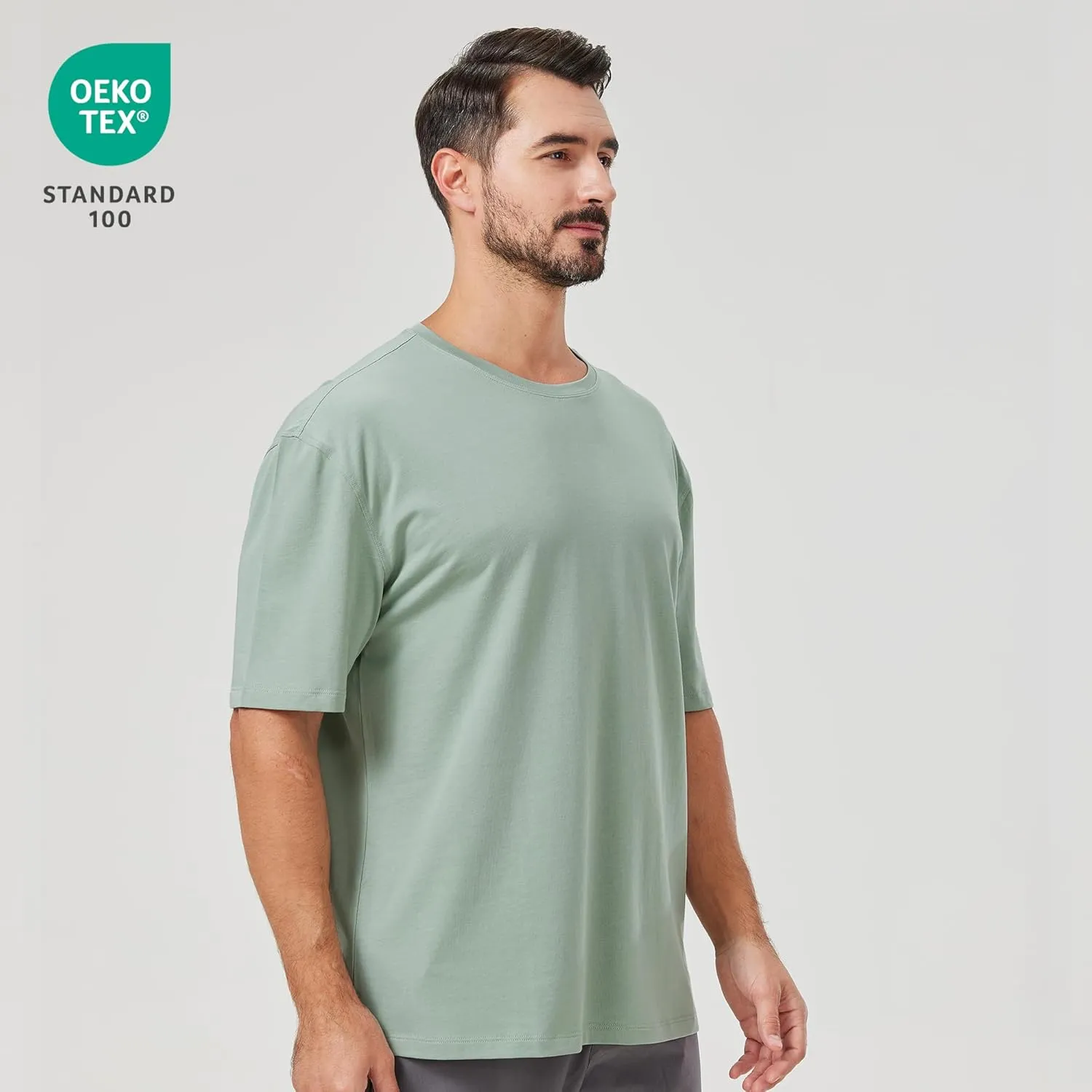 netdraw Men's Oversized Bamboo Viscose Cotton T-Shirt Loose Fit Casual Solid Basic Crewneck Short Sleeve Tee