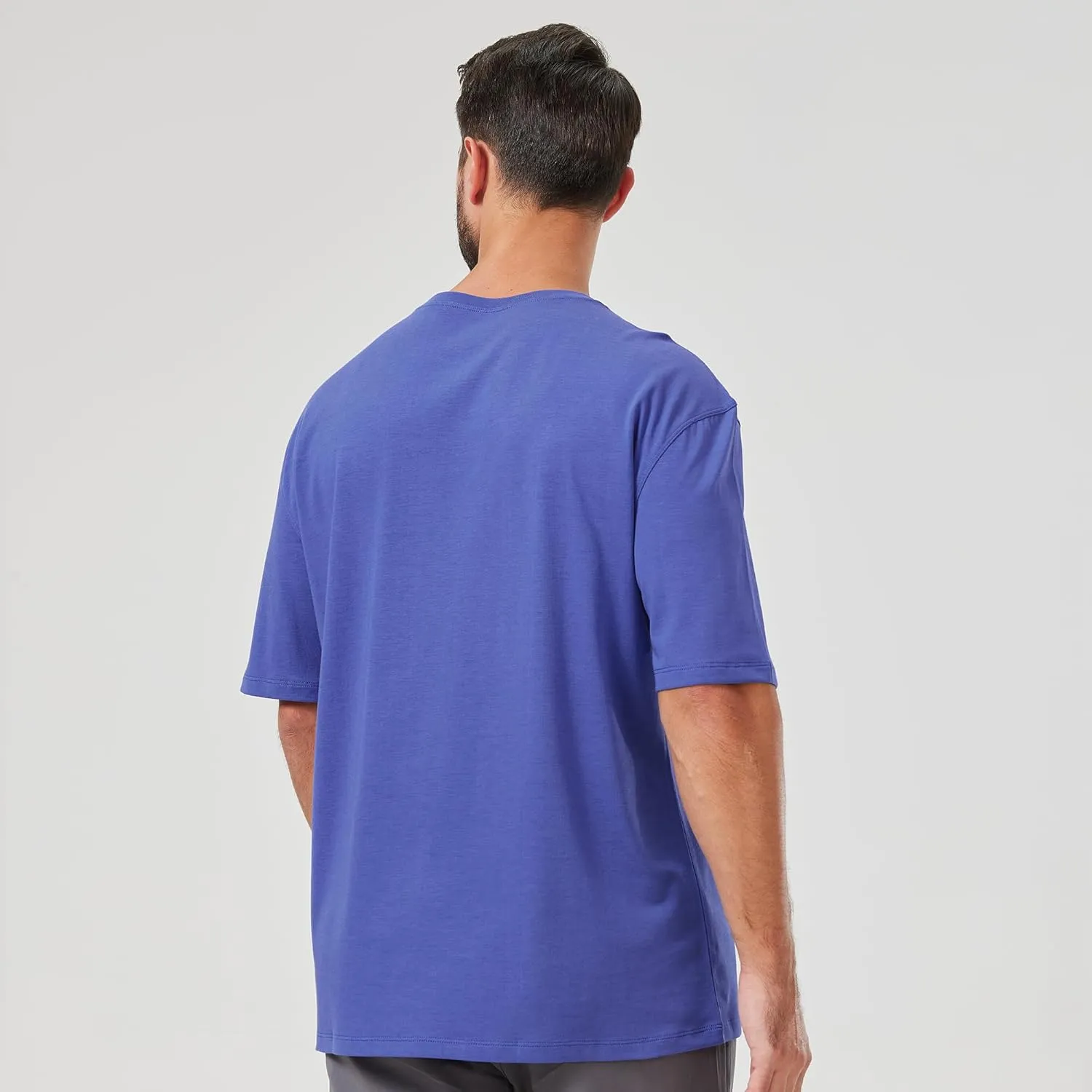 netdraw Men's Oversized Bamboo Viscose Cotton T-Shirt Loose Fit Casual Solid Basic Crewneck Short Sleeve Tee