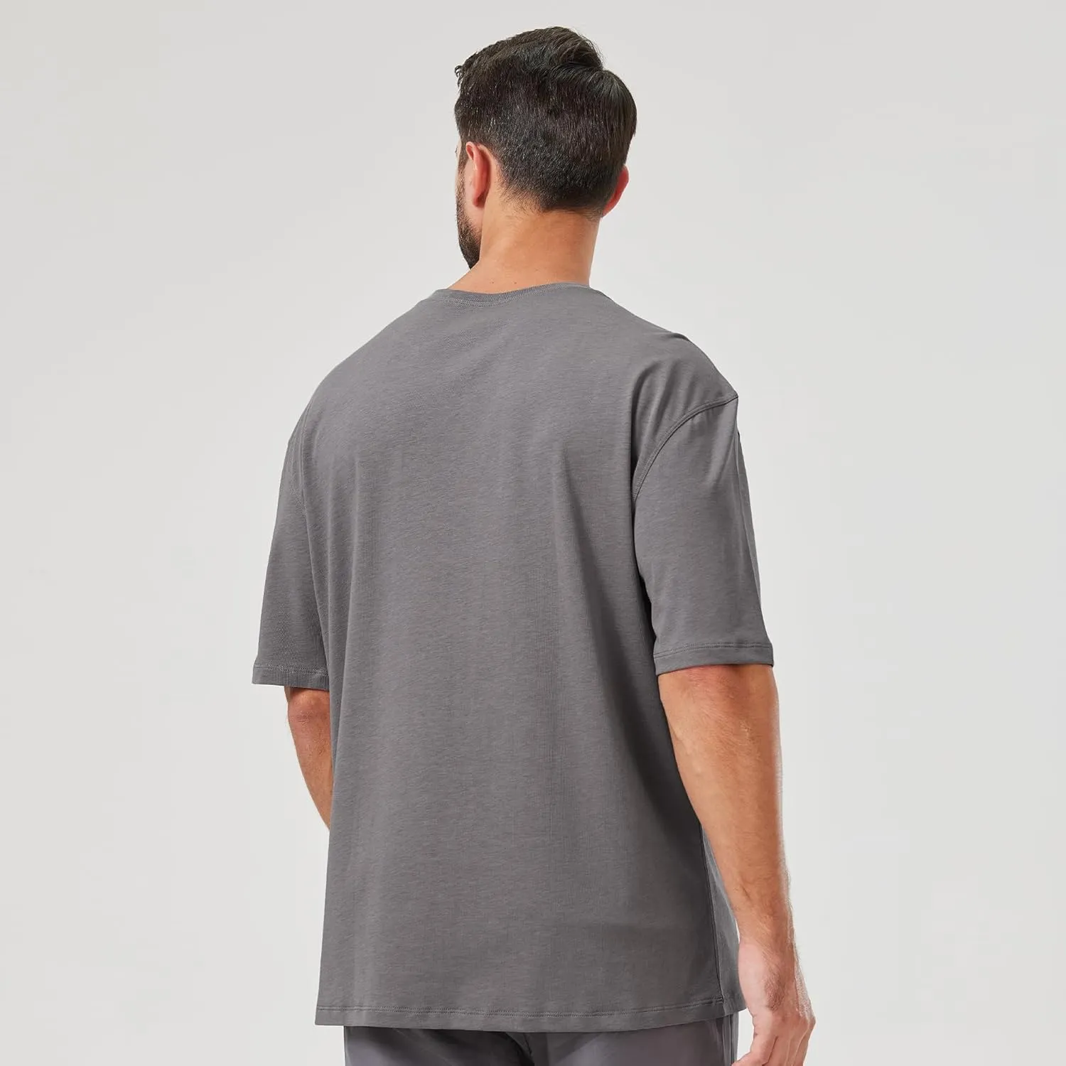netdraw Men's Oversized Bamboo Viscose Cotton T-Shirt Loose Fit Casual Solid Basic Crewneck Short Sleeve Tee