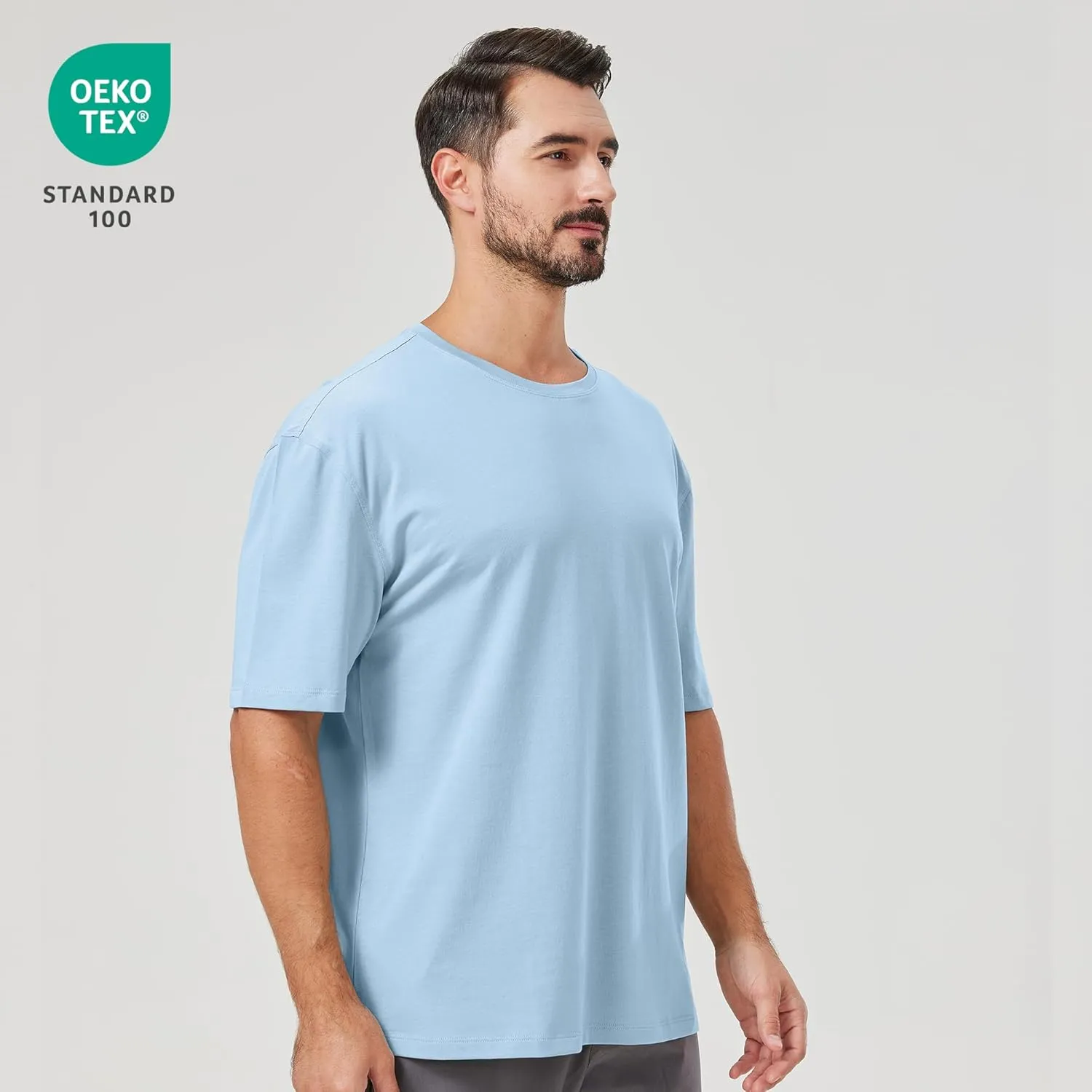 netdraw Men's Oversized Bamboo Viscose Cotton T-Shirt Loose Fit Casual Solid Basic Crewneck Short Sleeve Tee