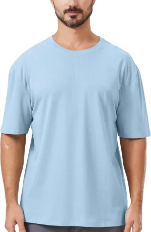 netdraw Men's Oversized Bamboo Viscose Cotton T-Shirt Loose Fit Casual Solid Basic Crewneck Short Sleeve Tee