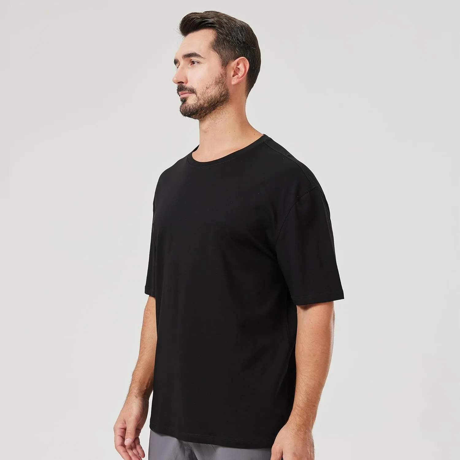 netdraw Men's Oversized Bamboo Viscose Cotton T-Shirt Loose Fit Casual Solid Basic Crewneck Short Sleeve Tee