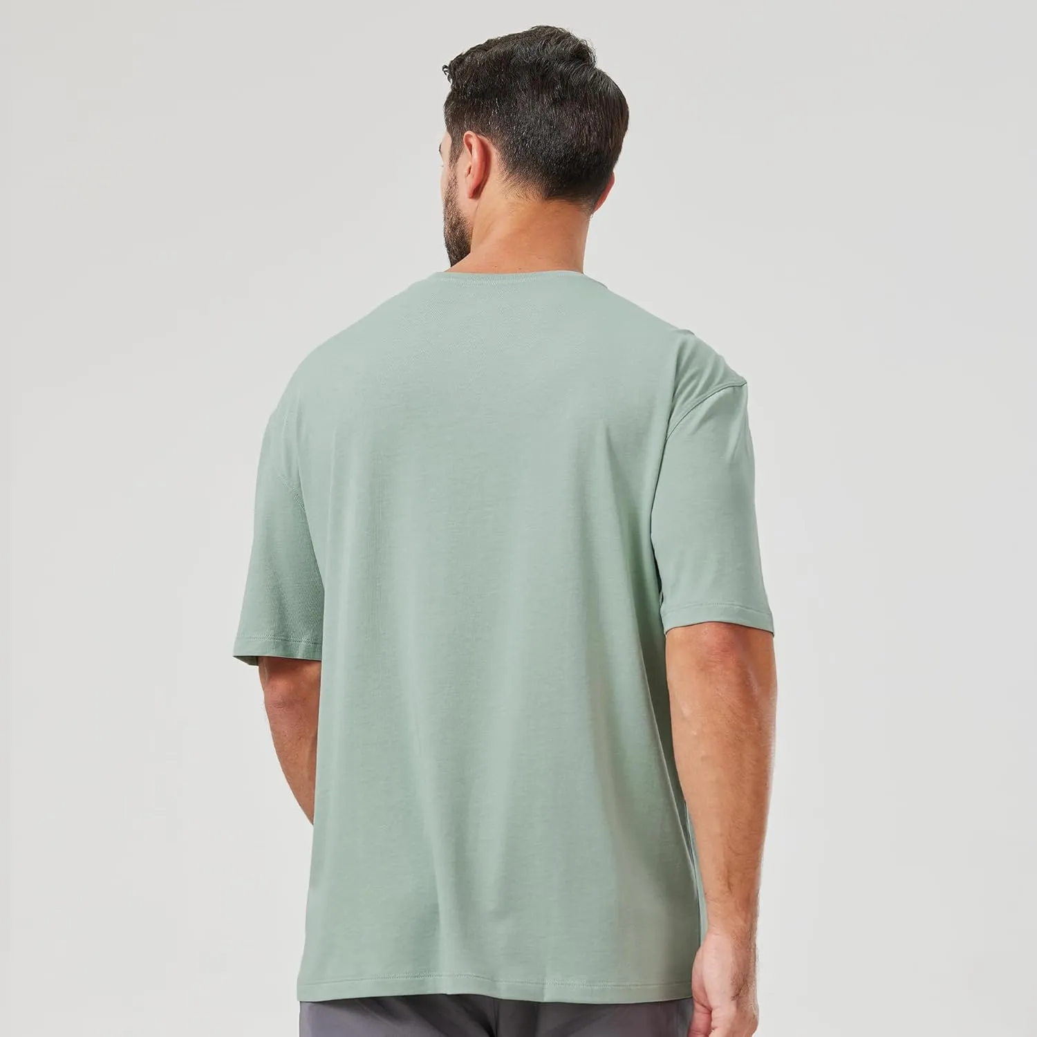 netdraw Men's Oversized Bamboo Viscose Cotton T-Shirt Loose Fit Casual Solid Basic Crewneck Short Sleeve Tee