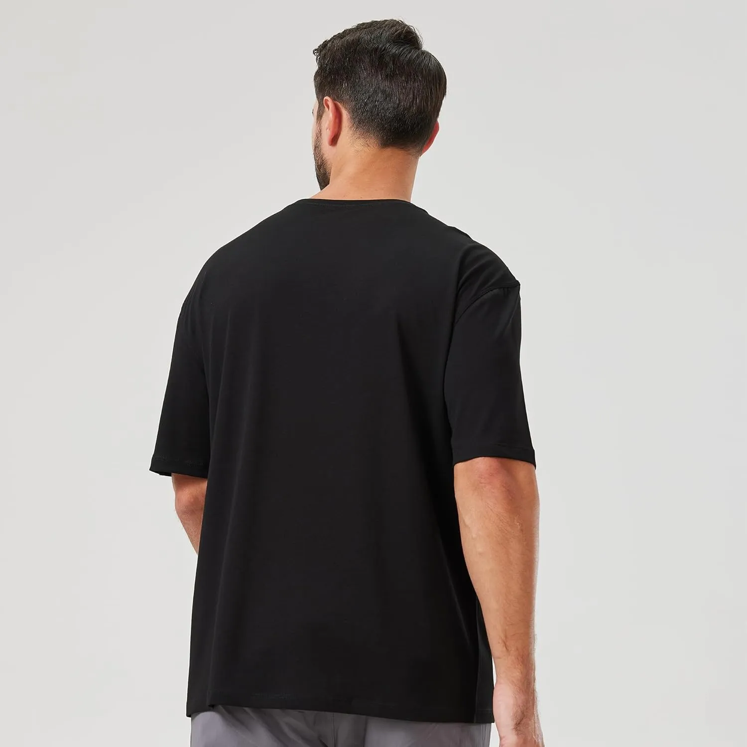 netdraw Men's Oversized Bamboo Viscose Cotton T-Shirt Loose Fit Casual Solid Basic Crewneck Short Sleeve Tee