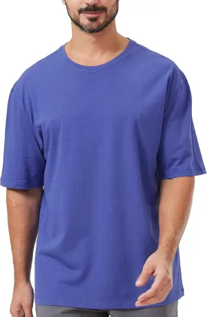 netdraw Men's Oversized Bamboo Viscose Cotton T-Shirt Loose Fit Casual Solid Basic Crewneck Short Sleeve Tee