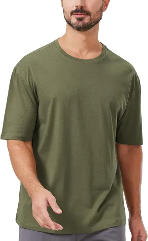 netdraw Men's Oversized Bamboo Viscose Cotton T-Shirt Loose Fit Casual Solid Basic Crewneck Short Sleeve Tee