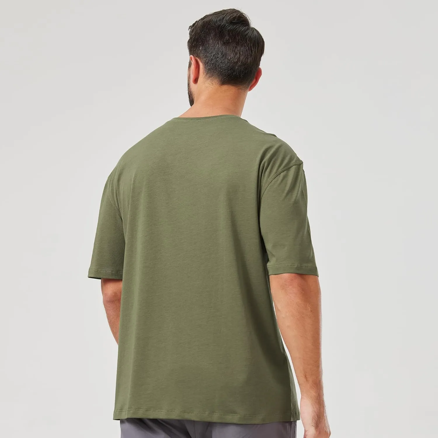 netdraw Men's Oversized Bamboo Viscose Cotton T-Shirt Loose Fit Casual Solid Basic Crewneck Short Sleeve Tee