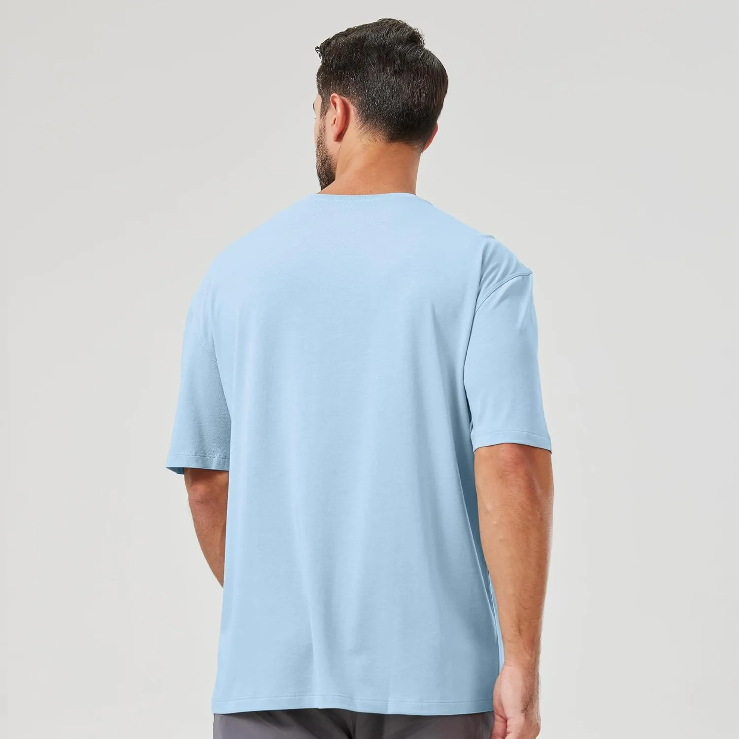 netdraw Men's Oversized Bamboo Viscose Cotton T-Shirt Loose Fit Casual Solid Basic Crewneck Short Sleeve Tee