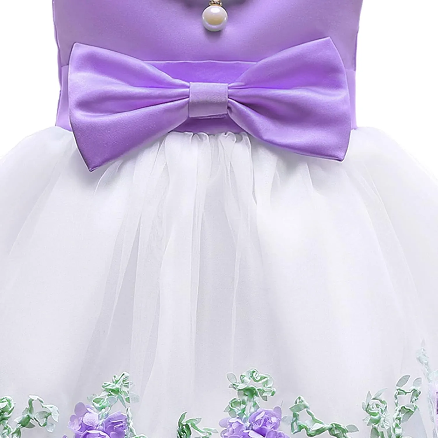 NSSMWTTC 2-9T Flower Girls Wedding Embroidery Dresses Toddler Christmas Easter Pgeant Dress with Necklace