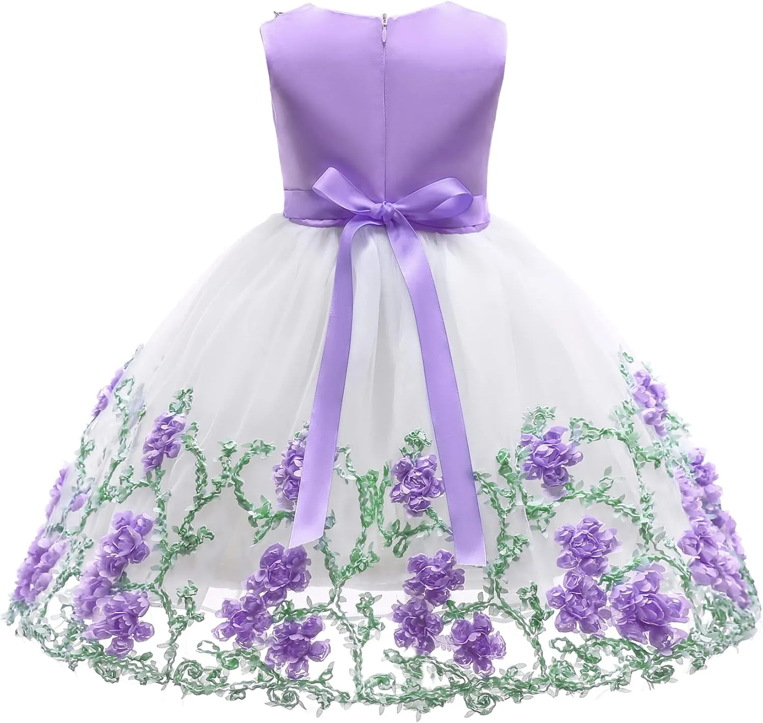 NSSMWTTC 2-9T Flower Girls Wedding Embroidery Dresses Toddler Christmas Easter Pgeant Dress with Necklace
