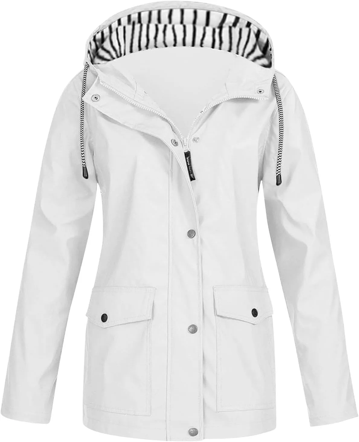 Outdoor Lightweight Rain Jacket Women, 2025 Cold Weather Womens Coats Zip Up Hooded Windbreaker Women
