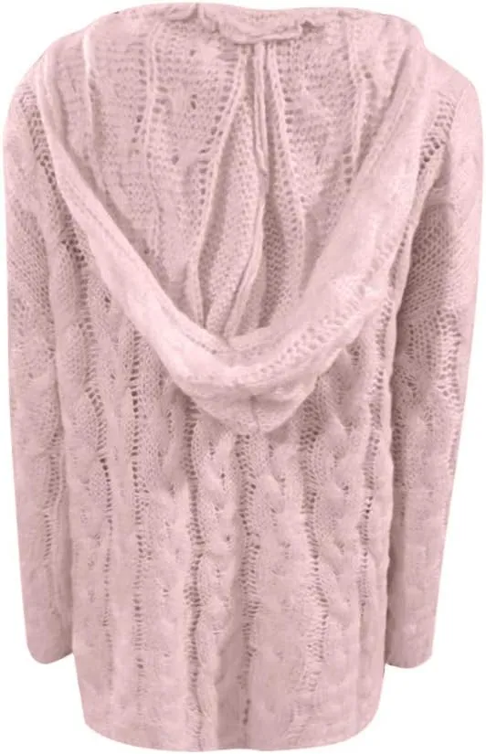 Oversized Sweater for Women, Fashion Chunky Cable Knit Hooded Sweaters Casual V Neck Hoodies Long Sleeve Pullover Tops