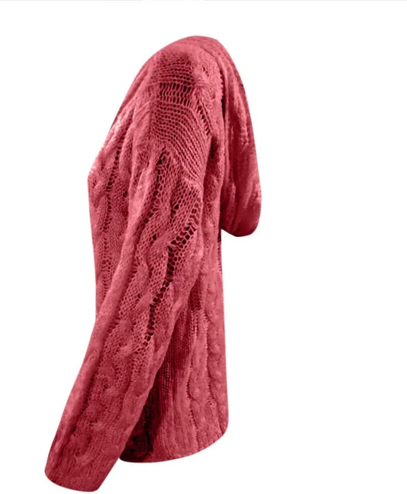 Oversized Sweater for Women, Fashion Chunky Cable Knit Hooded Sweaters Casual V Neck Hoodies Long Sleeve Pullover Tops