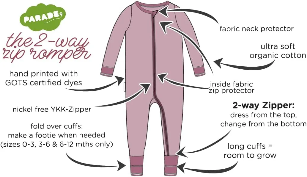PARADE Organic Snuggle Soft Melange '2-Way' Zipper Romper