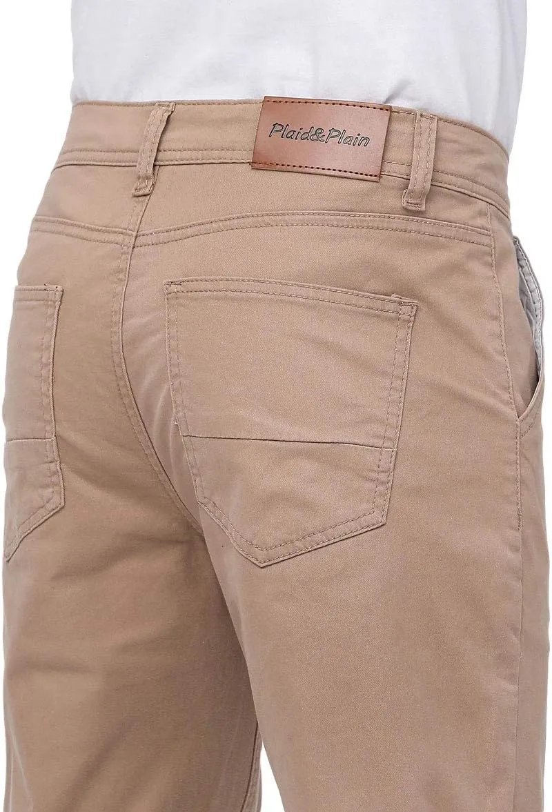 Plaid&Plain Men’s Skinny Khaki Pants Skinny Fit Chinos