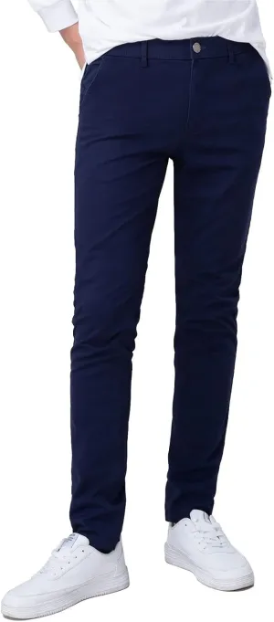 Plaid&Plain Men’s Skinny Khaki Pants Skinny Fit Chinos