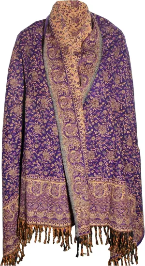 PURPLE BEIGE FLORAL BLANKET SCARF LUXURY PREMIUM QUALITY HANDMADE FASHION SCAR MADE OF YAK WOOL Shawl Blanket stole unisex Travel Wrap Meditation Soft gift for her