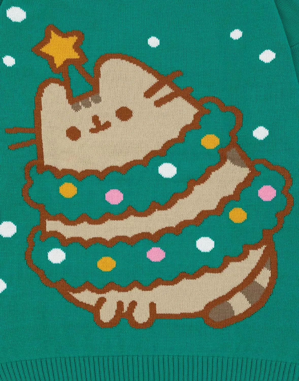 Pusheen Womens Christmas Jumper | Green Graphic Knitted Sweater | Cat Festive Xmas Pullover Knitwear | Winter Festive Gift