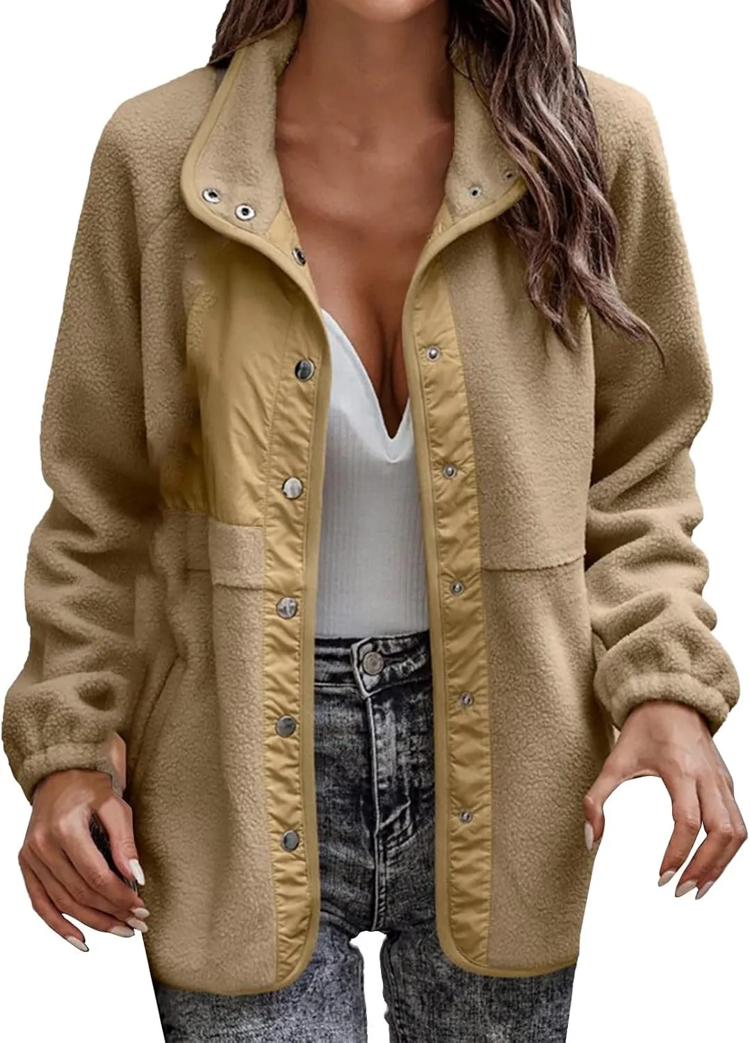 QWENTMTNTY Winter Coats for Women Trendy Cute Fuzzy Lined Warmth Winter Jackets Plus Size Fall Jackets Sherpa Lined Flannel