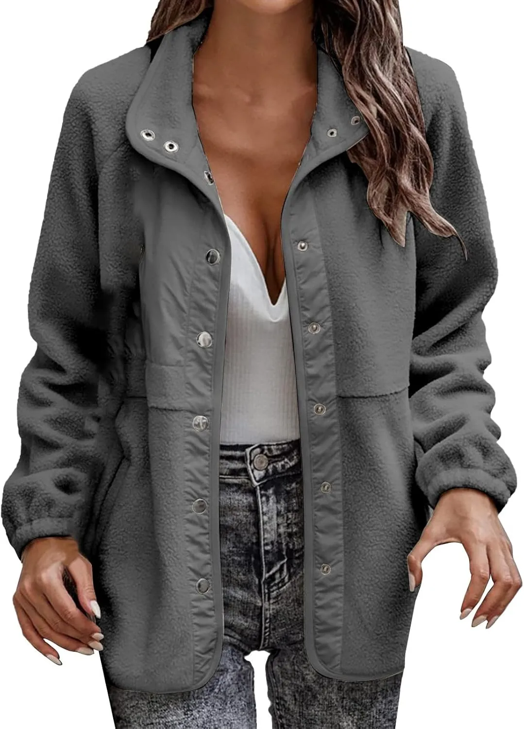 QWENTMTNTY Winter Coats for Women Trendy Cute Fuzzy Lined Warmth Winter Jackets Plus Size Fall Jackets Sherpa Lined Flannel