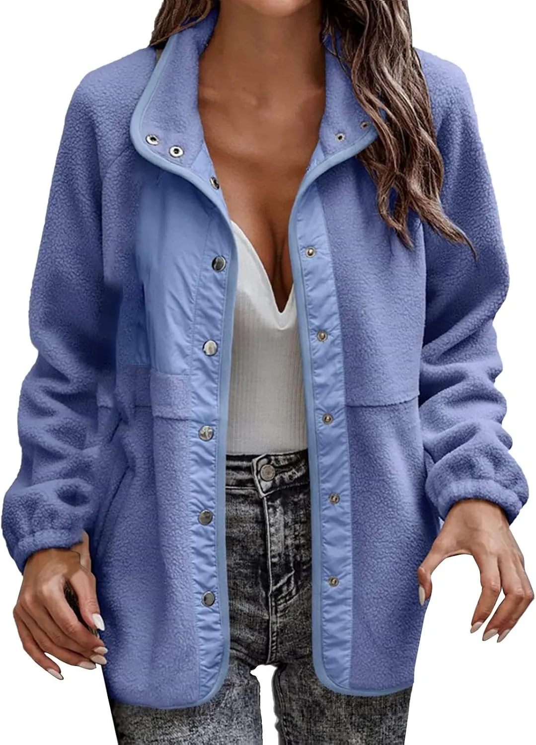 QWENTMTNTY Winter Coats for Women Trendy Cute Fuzzy Lined Warmth Winter Jackets Plus Size Fall Jackets Sherpa Lined Flannel