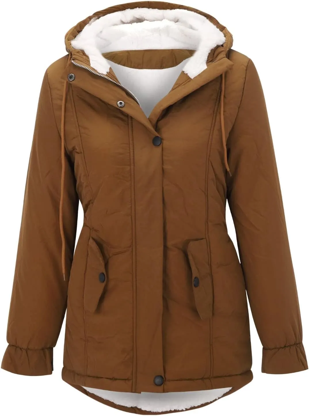 QWENTMTNTY Women 2023 Fall Winter Fleece Jackets Warmth Shaggy Jacket Thicken Outwears with Pockets Sherpa Lined Winter Coat