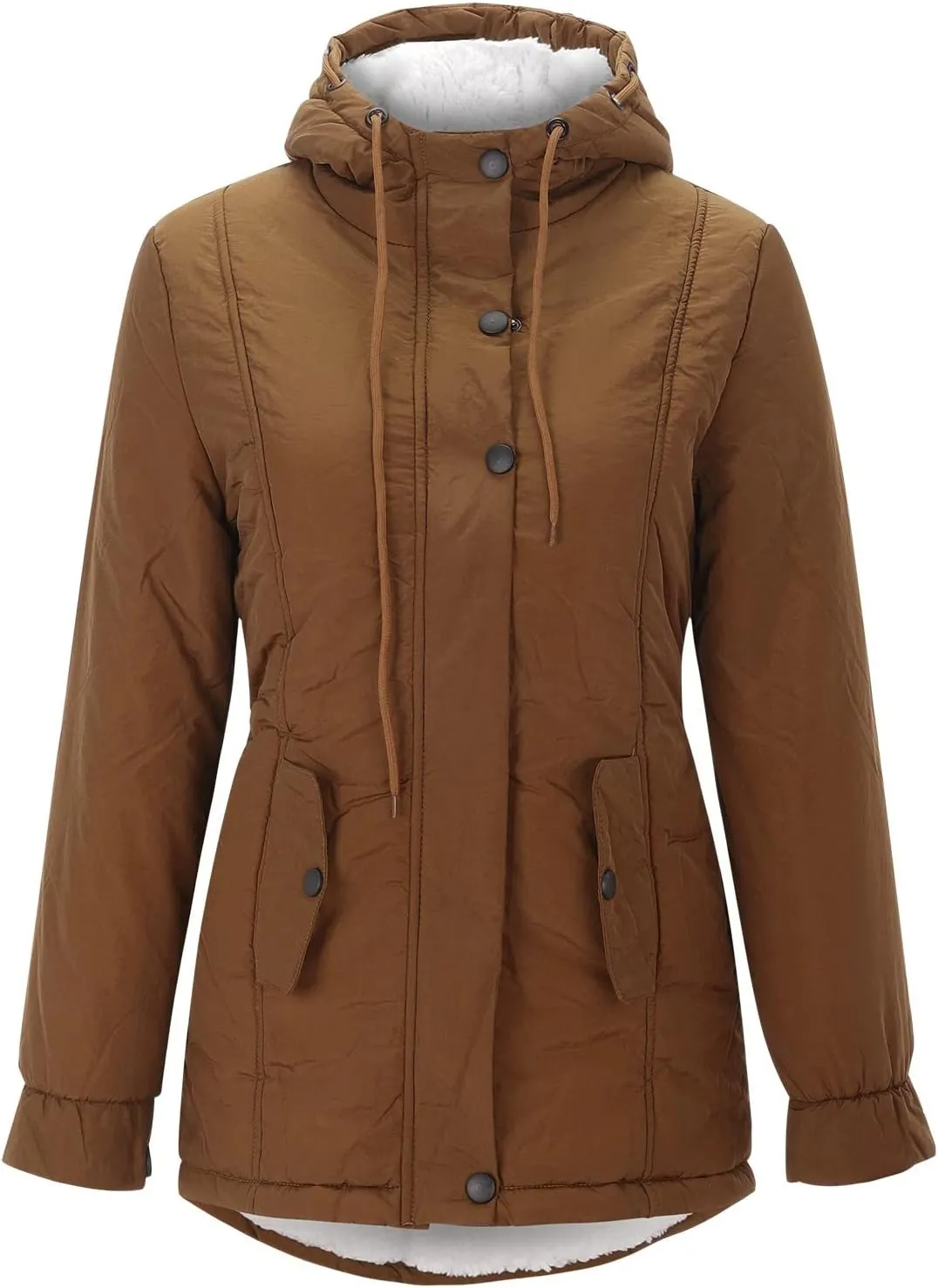 QWENTMTNTY Women 2023 Fall Winter Fleece Jackets Warmth Shaggy Jacket Thicken Outwears with Pockets Sherpa Lined Winter Coat