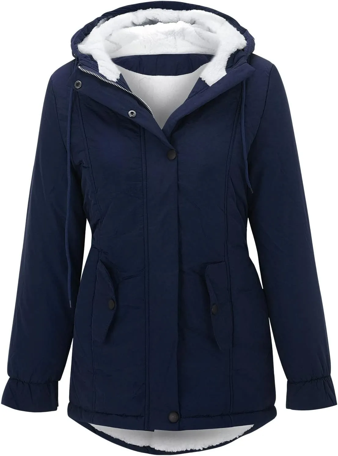 QWENTMTNTY Women 2023 Fall Winter Fleece Jackets Warmth Shaggy Jacket Thicken Outwears with Pockets Sherpa Lined Winter Coat