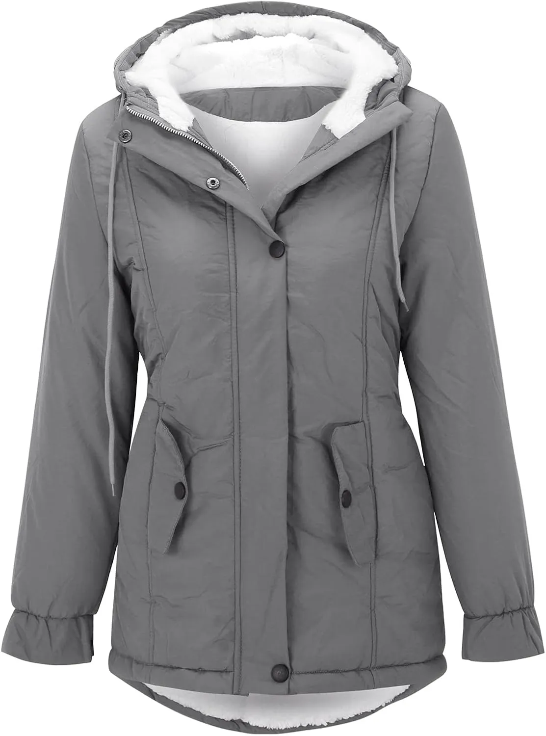 QWENTMTNTY Women 2023 Fall Winter Fleece Jackets Warmth Shaggy Jacket Thicken Outwears with Pockets Sherpa Lined Winter Coat