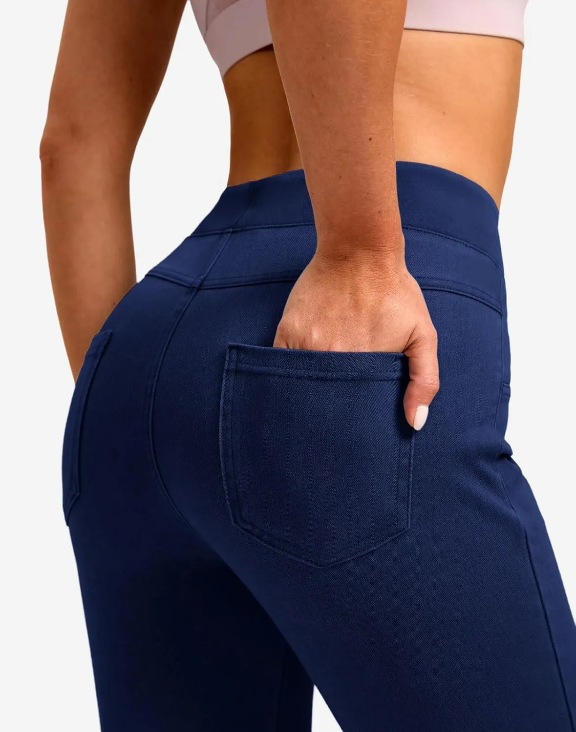 Rammus Jeggings Pull on Stretchy Jeans for Women High Waisted Skinny Jean Leggings Tummy Control Denim Pants with Pockets