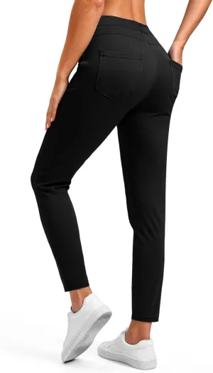 Rammus Jeggings Pull on Stretchy Jeans for Women High Waisted Skinny Jean Leggings Tummy Control Denim Pants with Pockets