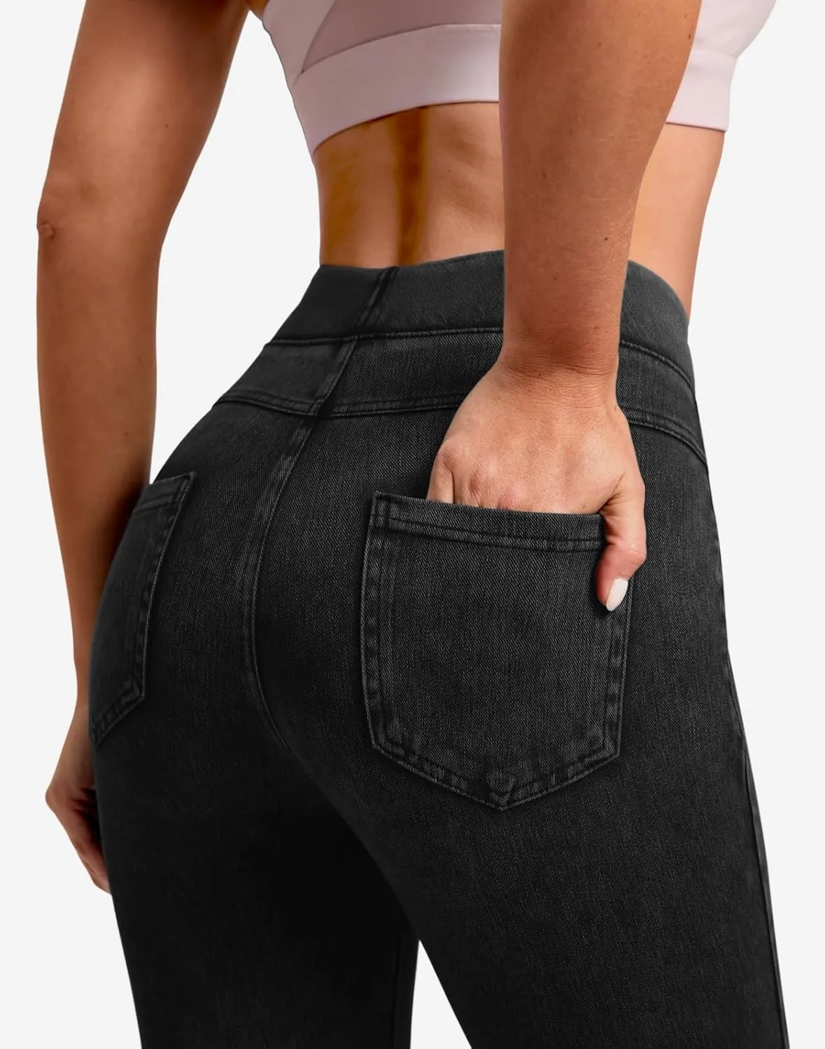 Rammus Jeggings Pull on Stretchy Jeans for Women High Waisted Skinny Jean Leggings Tummy Control Denim Pants with Pockets