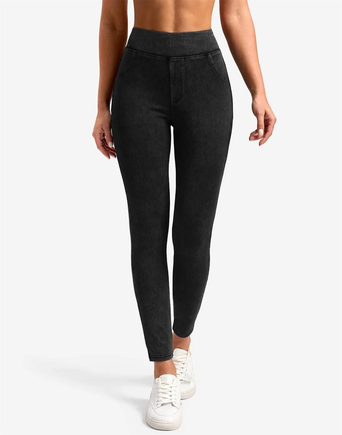 Rammus Jeggings Pull on Stretchy Jeans for Women High Waisted Skinny Jean Leggings Tummy Control Denim Pants with Pockets