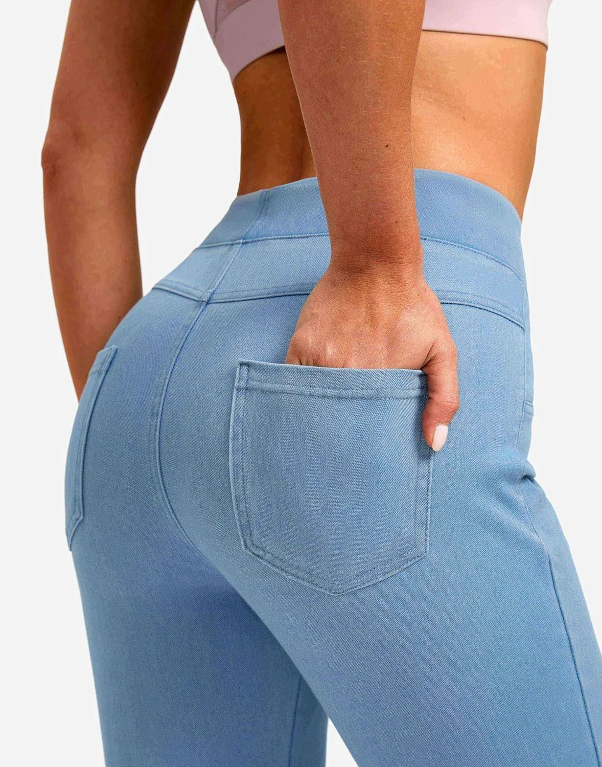 Rammus Jeggings Pull on Stretchy Jeans for Women High Waisted Skinny Jean Leggings Tummy Control Denim Pants with Pockets