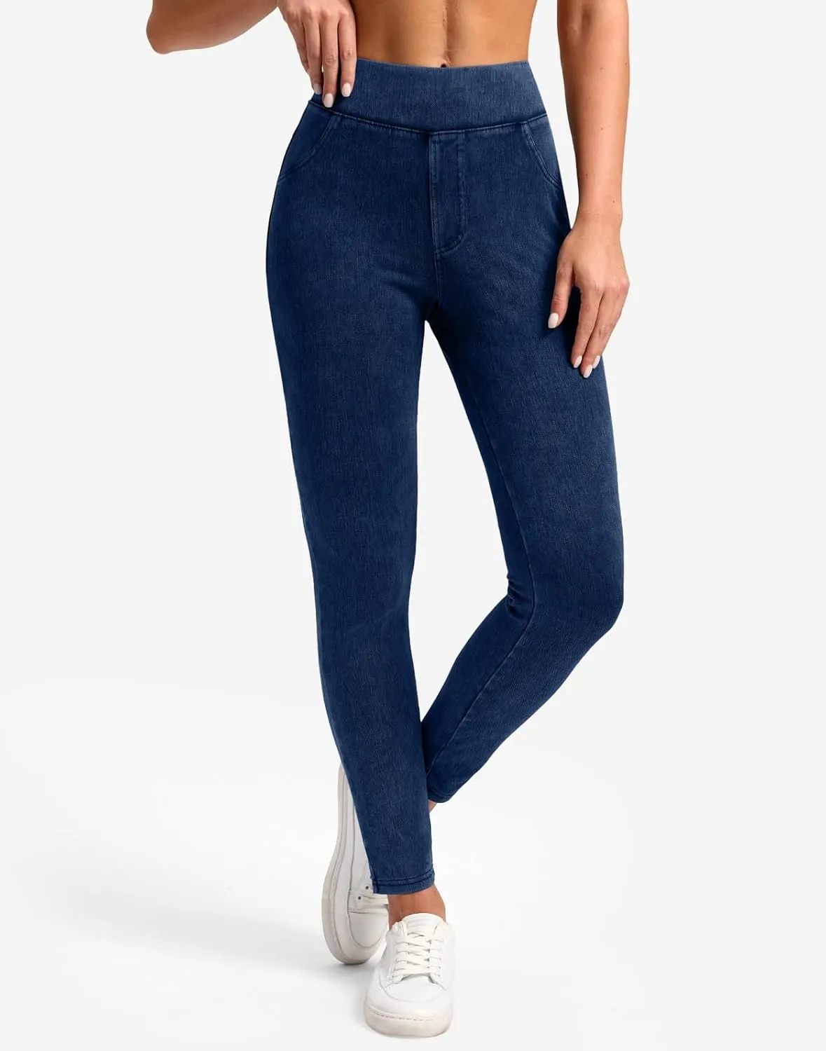 Rammus Jeggings Pull on Stretchy Jeans for Women High Waisted Skinny Jean Leggings Tummy Control Denim Pants with Pockets