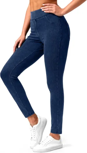 Rammus Jeggings Pull on Stretchy Jeans for Women High Waisted Skinny Jean Leggings Tummy Control Denim Pants with Pockets