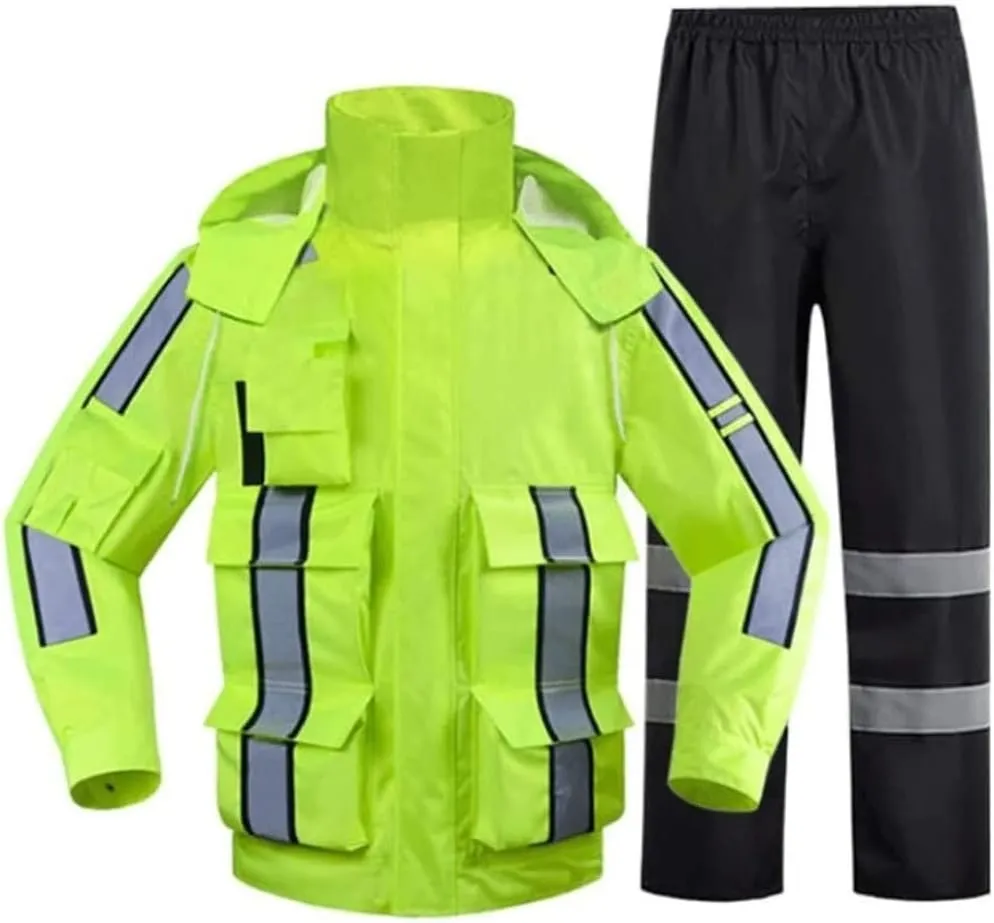 Reflective Gear, Waterproof Silk Safety Jacket Fluorescent Suit Breathable Warmth Reflective Overalls Outdoor Activity