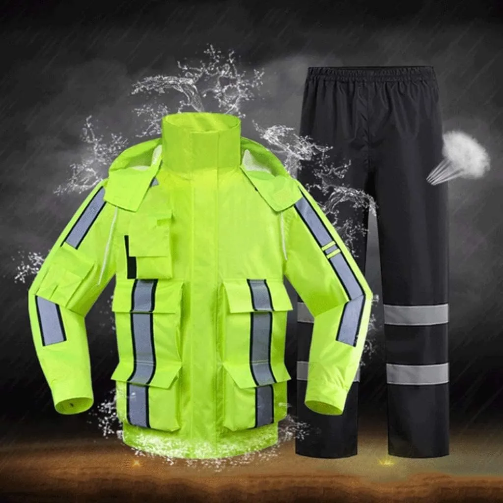 Reflective Gear, Waterproof Silk Safety Jacket Fluorescent Suit Breathable Warmth Reflective Overalls Outdoor Activity